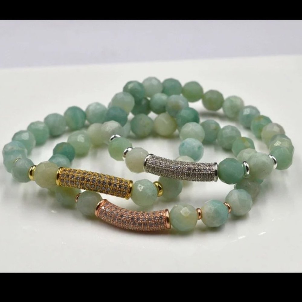 Faceted Amazonite Pave Bracelet (gold)